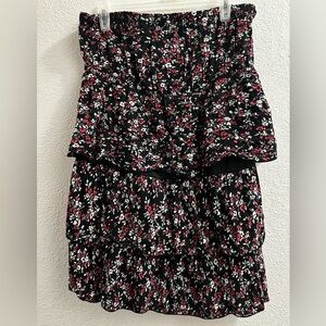 Ruffled Floral And Black Boho Skirt From Céline By Champion Size L